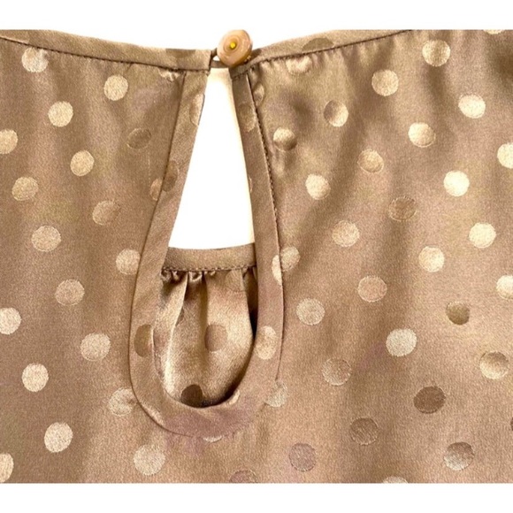 Trina Turk Taupe Brown Silk Sleeveless Polka Dot Top, Size XS (Please See Below) - Picture 5 of 12